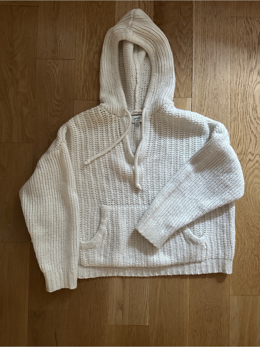AERIE Chunky Cream Knit Hoodie pullover